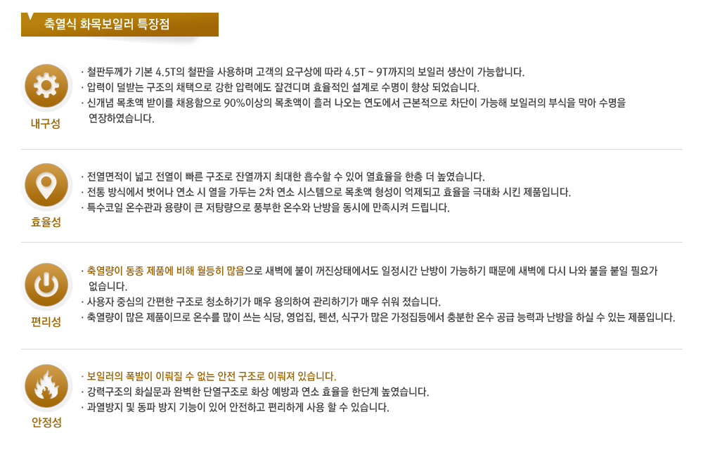 축열식 화목보일러 특장점